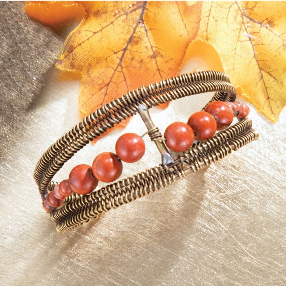 Evening embers red jasper cuff